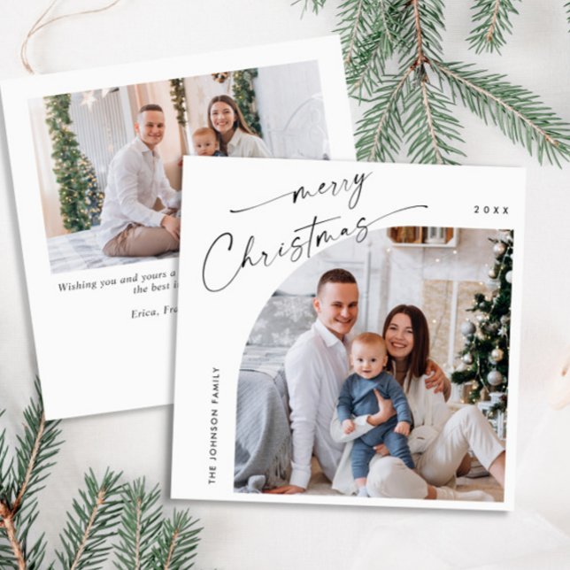 Simple Elegant Stylish 2 PHOTO Christmas Greeting Holiday Card (Creator Uploaded)