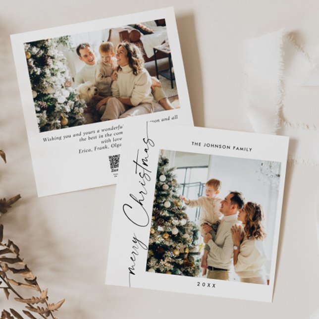 Simple Elegant Stylish 2 PHOTO Christmas Greeting Holiday Card (Creator Uploaded)