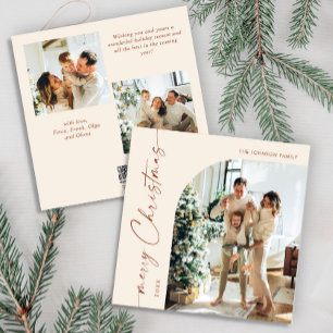 Simple Elegant Stylish 3 PHOTO Christmas Greeting Holiday Card
