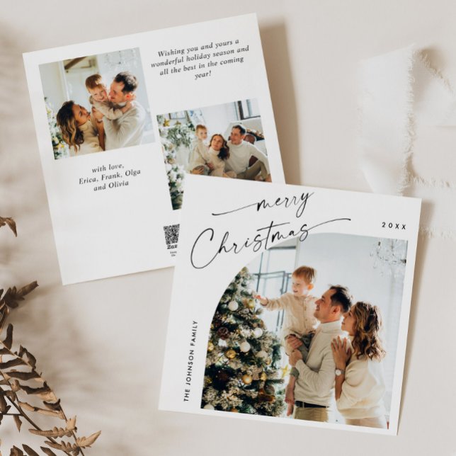 Simple Elegant Stylish 3 PHOTO Christmas Greeting Holiday Card (Creator Uploaded)