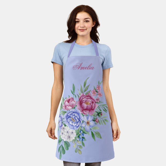 Simple Elegant Stylish Garden Florals Apron (Worn)