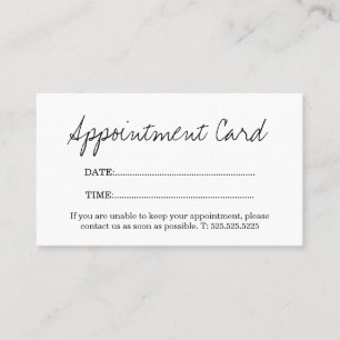 Simple Elegant Stylish White Appointment Card