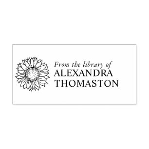 Simple Elegant Sunflower #4Sm Library Book Name Self-inking Stamp