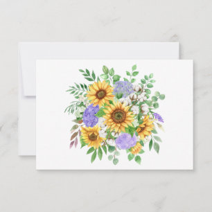 Simple Elegant Sunflower Bouquet Flat Card