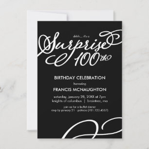 Simple, Elegant Surprise 100th Birthday Invitation