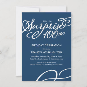 Simple, Elegant Surprise 100th Birthday Invitation