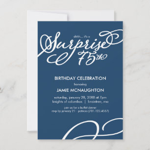Simple, Elegant Surprise 75th Birthday Invitation