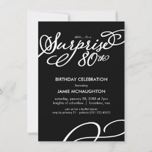 Simple, Elegant Surprise 80th Birthday Invitation