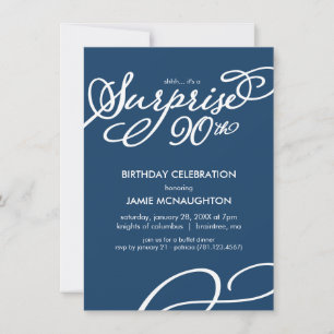 Simple, Elegant Surprise 90th Birthday Invitation