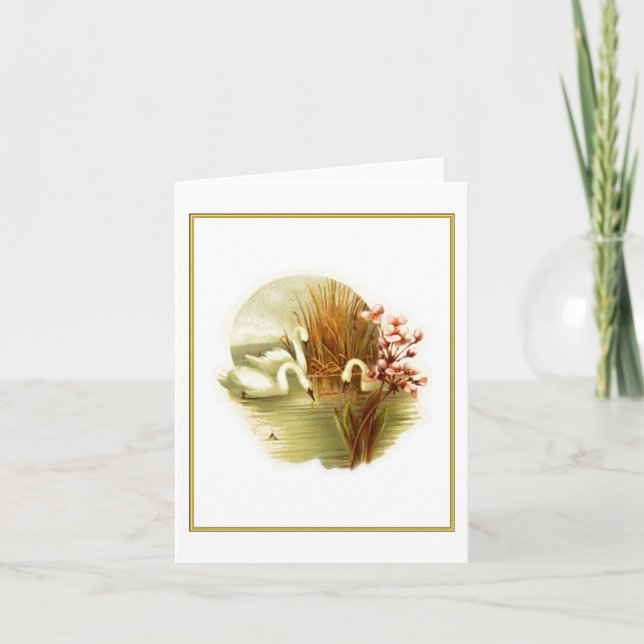 Simple Elegant Swan Note Card (Front)