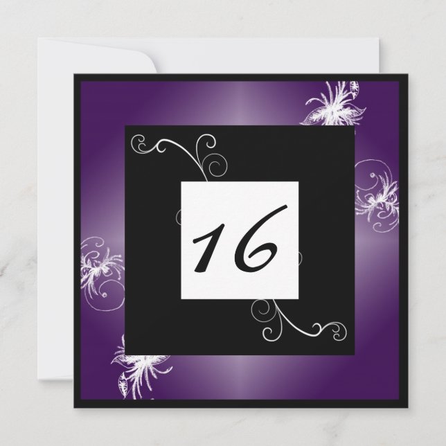 SImple Elegant Sweet 16 Invite (Purple) (Front)
