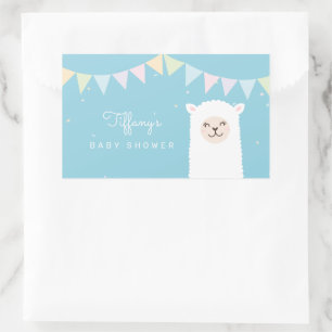 Simple Elegant Sweet Alpaca Llama Boy Baby Shower Rectangular Sticker