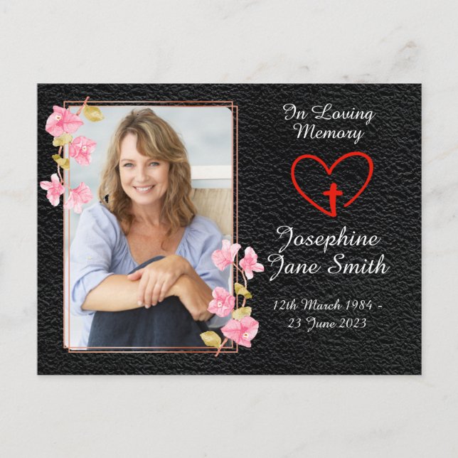 Simple Elegant Sympathy Memorial Photo Prayer Card (Front)