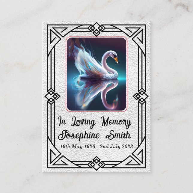 Simple Elegant Sympathy Memorial White Prayer Card (Front)