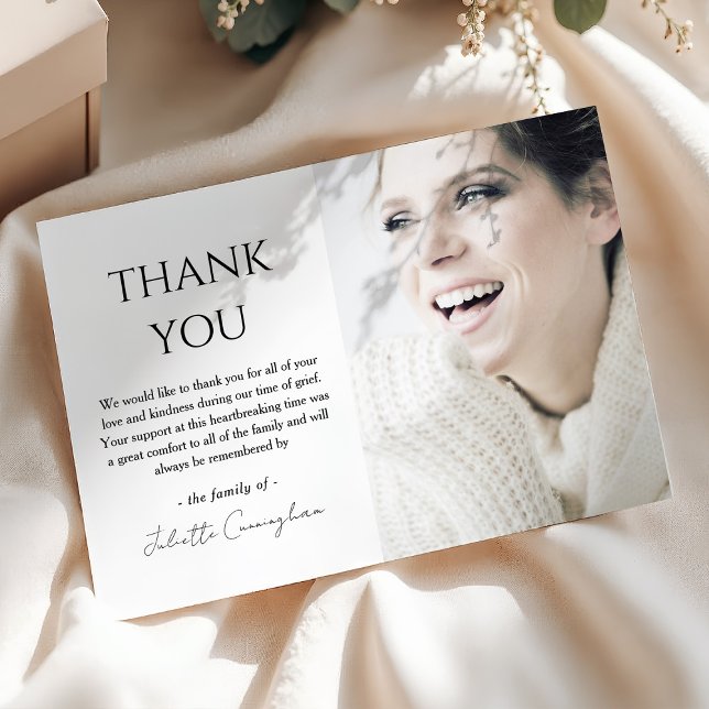 Simple Elegant Sympathy Photo Funeral Thank You Card (Creator Uploaded)