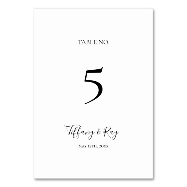 Simple Elegant Table Number (Front)