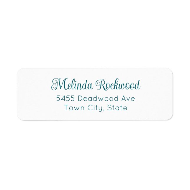 Simple & Elegant Teal 2-Line Return Address (Front)