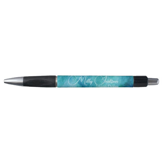 Simple Elegant Teal Gold Watercolour Custom  (Front)