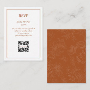 Simple Elegant Terra Cotta RSVP QR Code Option Enclosure Card