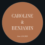 Simple Elegant Terracotta Custom Wedding Classic Round Sticker<br><div class="desc">Simple Stylish Classic Typography Elegant Trendy Wedding Classic Round Sticker in Terracotta</div>