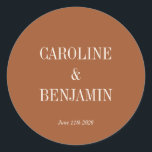 Simple Elegant Terracotta Custom Wedding Classic Round Sticker<br><div class="desc">Simple Stylish Classic Typography Elegant Trendy Wedding Classic Round Sticker in Terracotta</div>