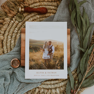 Simple Elegant Terracotta Text and Photo   Wedding Save The Date