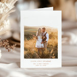 Simple Elegant Terracotta Text and Photo | Wedding Thank You Card<br><div class="desc">These minimalist and elegant wedding thank you folded cards feature modern boho terracotta text on a clean white background,  with your personal photo. A simple and stylish look.</div>