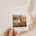 Simple Elegant Text and Photo | Boho Save the Date Announcement Postcard<br><div class="desc">These minimalist and elegant wedding save the date postcards feature boho terracotta text on a clean white background,  with your personal photo. A simple and stylish look.</div>