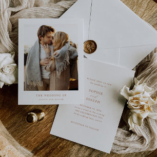 Simple Elegant Text and Photo   Boho Wedding Invitation