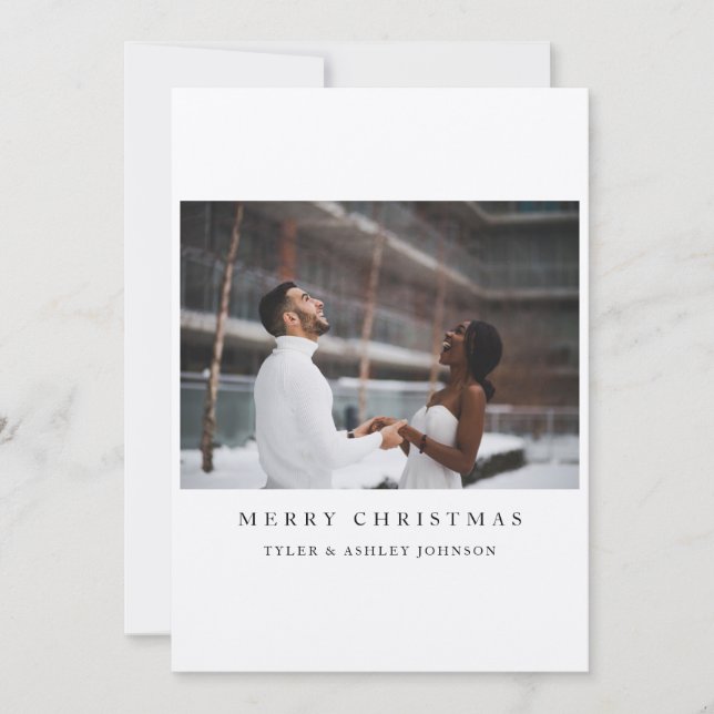 Simple Elegant Text and Photo Merry Christmas  Holiday Card (Front)