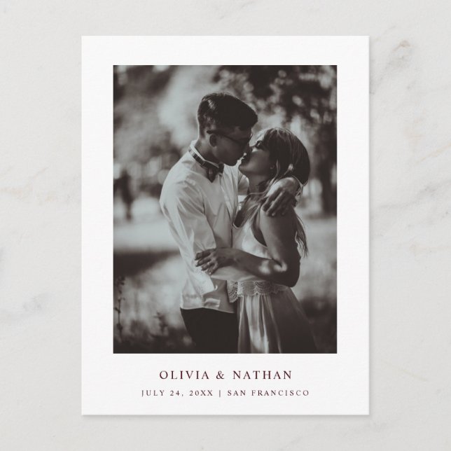Simple Elegant Text and Photo | Save the Date Announcement Postcard (Front)