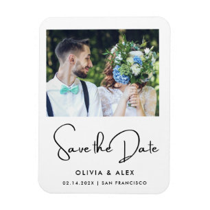 Simple Elegant Text and Photo   Save The Date  Magnet