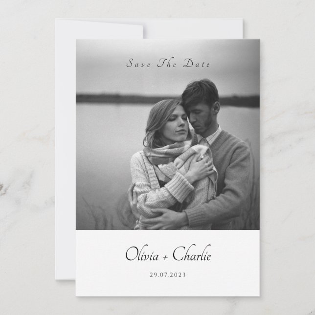 Simple Elegant Text and Photo Wedding Invitation (Front)
