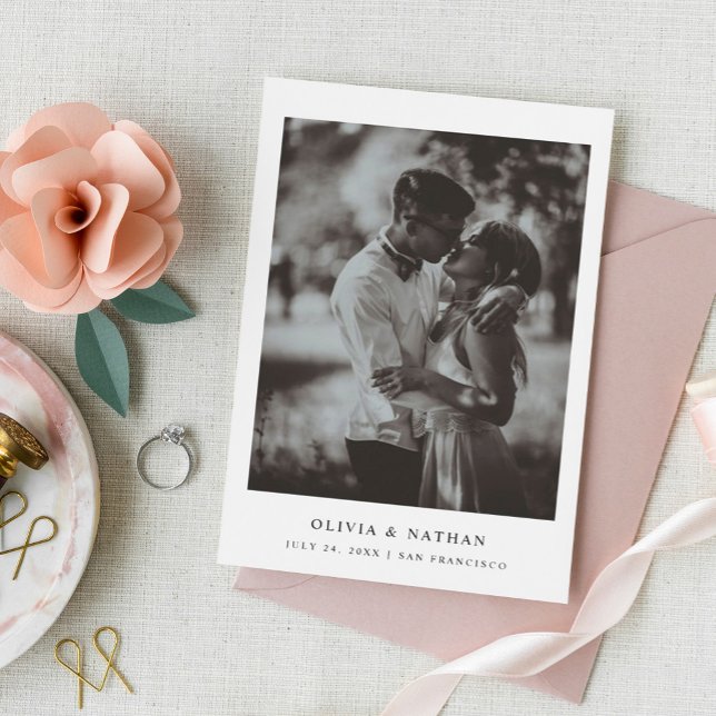 Simple Elegant Text and Photo | Wedding Save The Date (A simple and sweet save the date. You can add your favorite photo of the two of you!)