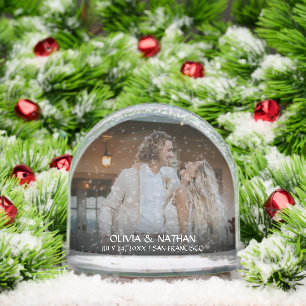 Simple Elegant Text and Photo   Wedding  Snowglobe