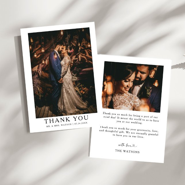 Simple Elegant Text and Photo Wedding Thank You  (Creator Uploaded)
