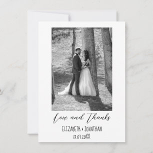 Simple Elegant Text and Photo Wedding Thank You Card