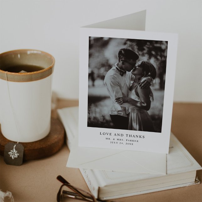 Simple Elegant Text and Photo | Wedding Thank You Card (Creator Uploaded)