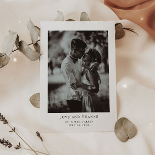 Simple Elegant Text and Photo Wedding Thank You Postcard