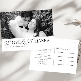 Simple Elegant Text and Photo Wedding Thank You Postcard