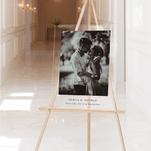 Simple Elegant Text and Photo Wedding Welcome Acrylic Sign