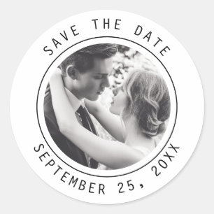 Simple Elegant Text & Photo   QR Code Wedding Classic Round Sticker