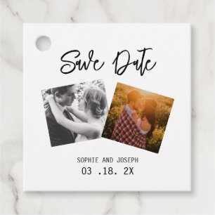 Simple Elegant Text & Photo QR Code Wedding Favour Tags