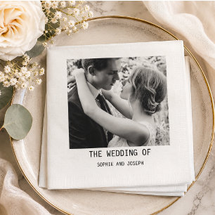 Simple Elegant Text & Photo QR Code Wedding Napkin