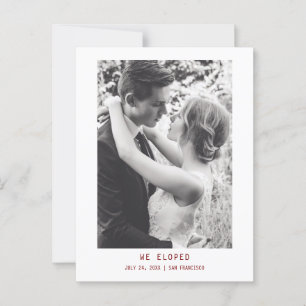 Simple Elegant Text & Photo   Wedding Announcement Postcard