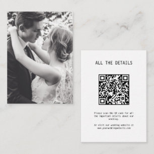 Simple Elegant Text Photo Wedding Details QR Code  Enclosure Card