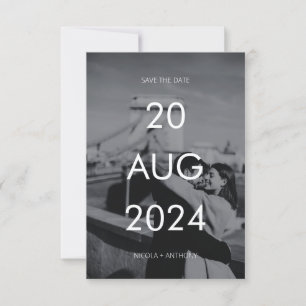 Simple Elegant Text & Photo Wedding Save The Date Invitation