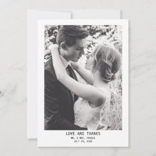  Simple Elegant Text & Photo   Wedding  Thank You Card