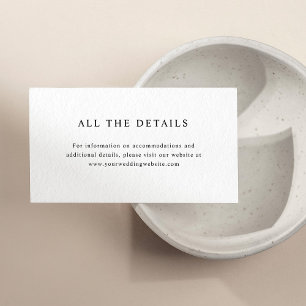Simple Elegant Text Wedding Details Enclosure Card