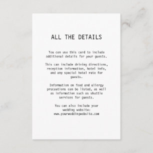 Simple Elegant Text   Wedding Guest Details  Enclosure Card